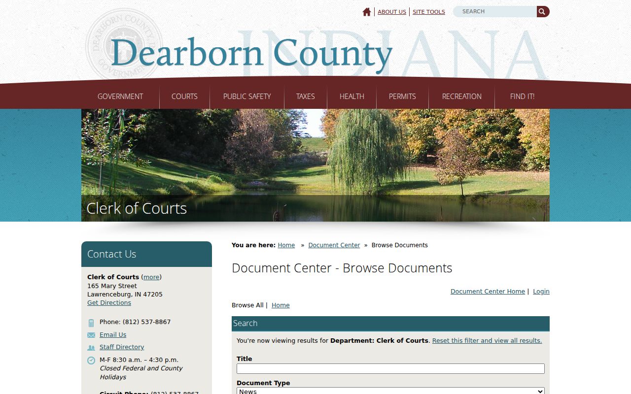 Dearborn County Clerk document center