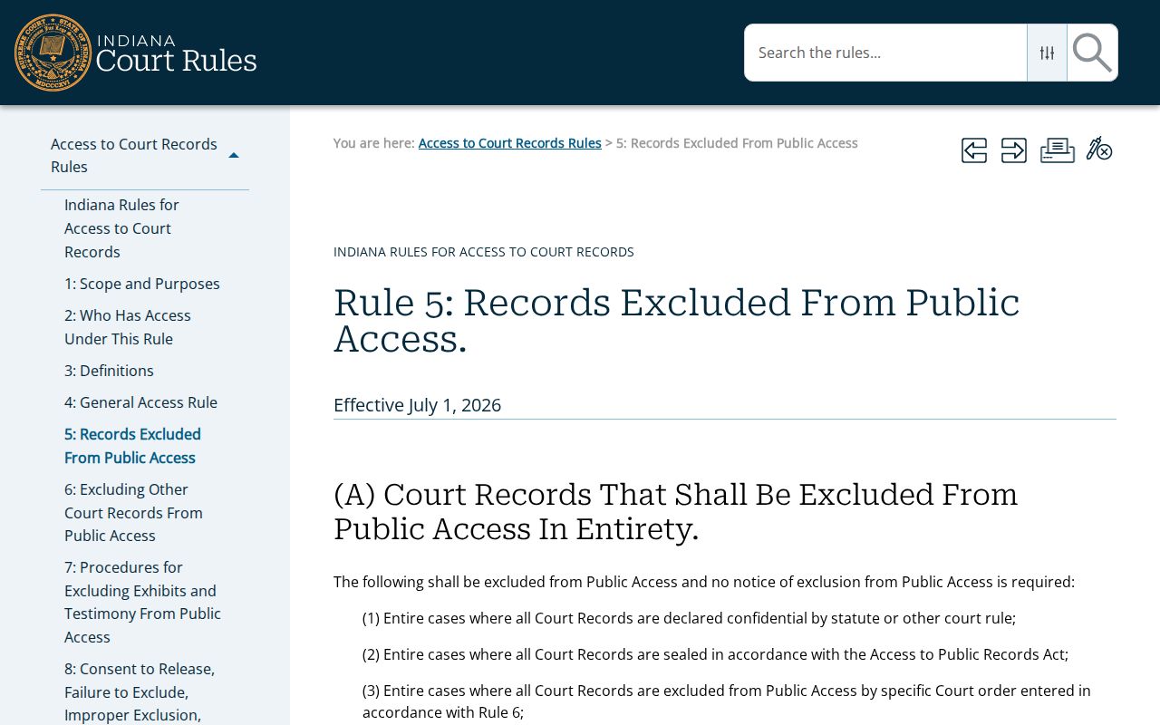 Dearborn County criminal docket confidential record access rule