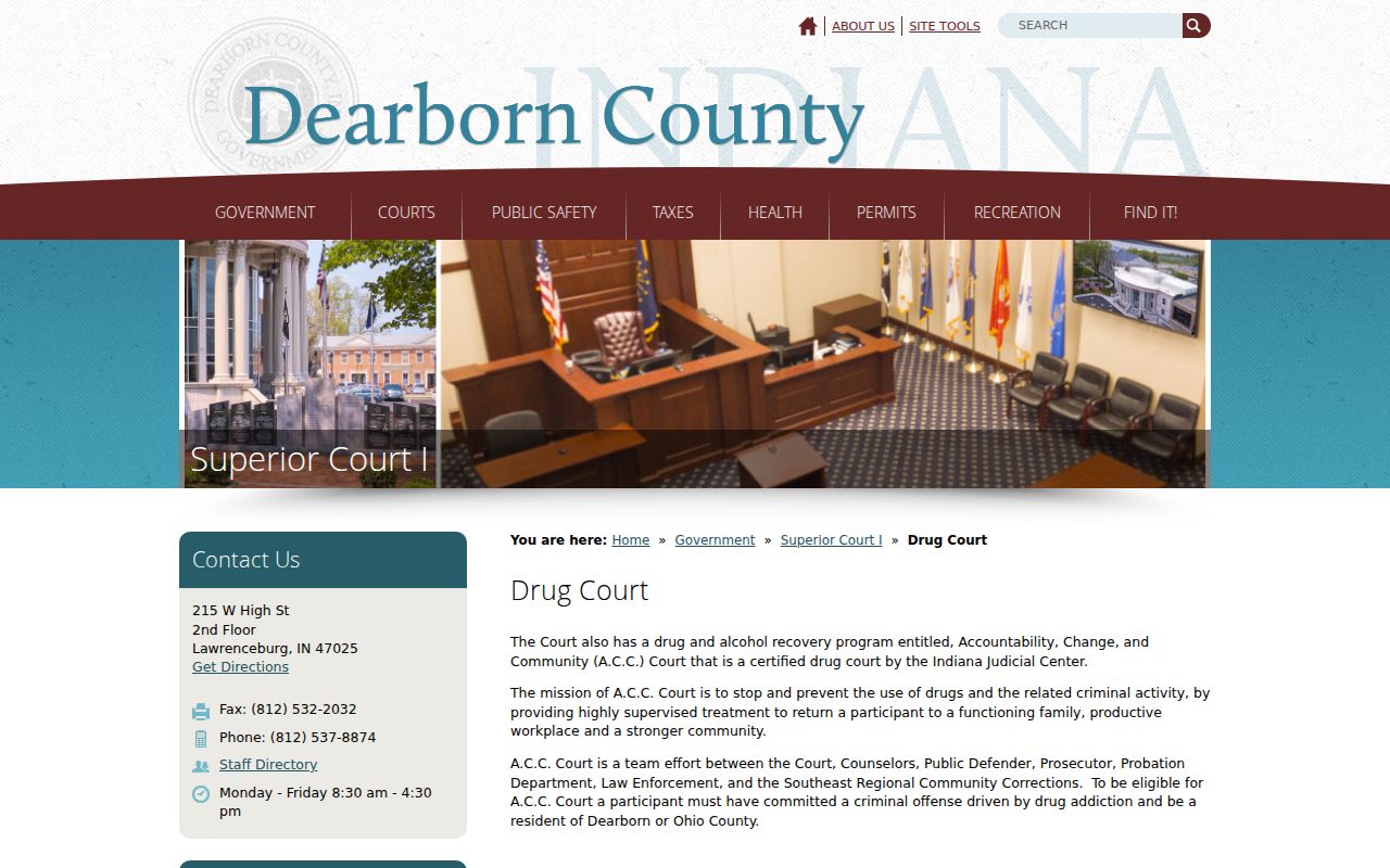 Dearborn County criminal court docket Drug Court information