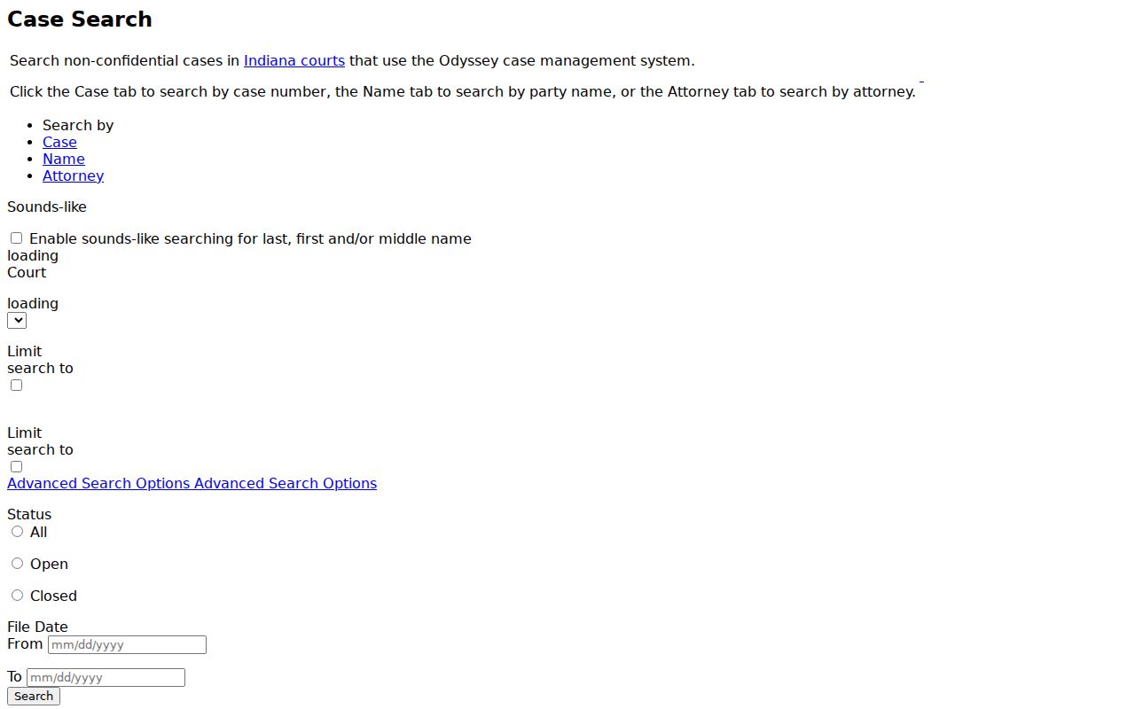 Dearborn County criminal court docket MyCase search fields