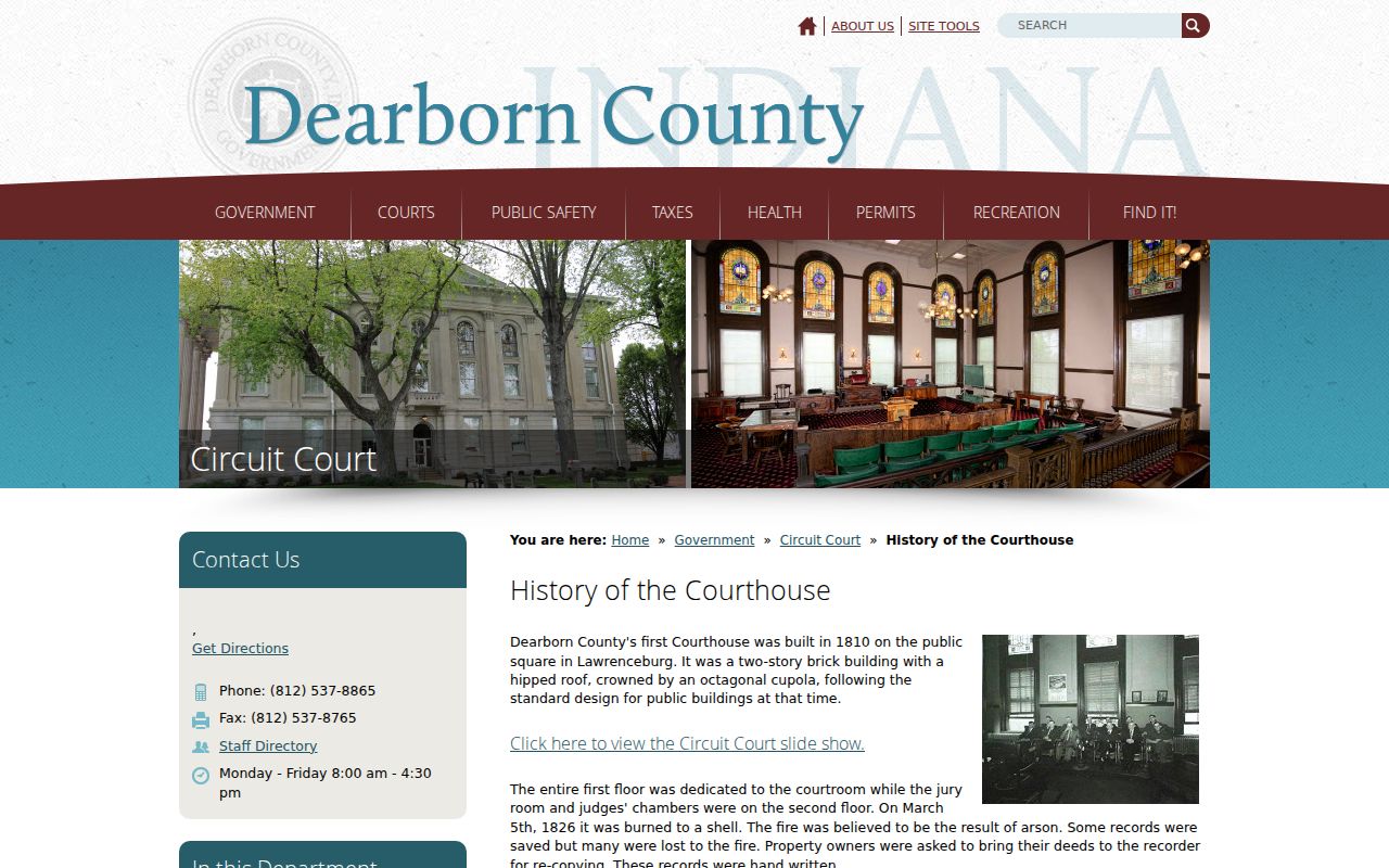 Dearborn County court docket courthouse history