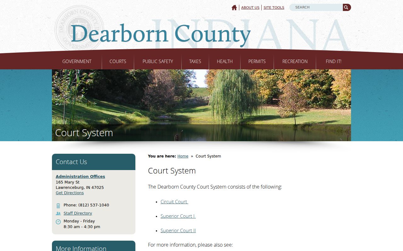 Dearborn County courts and court dockets