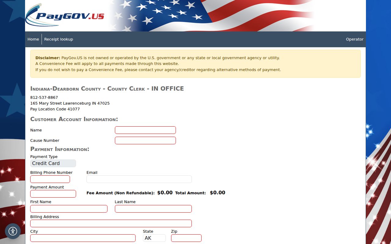 Dearborn County traffic court PayGov payment endpoint